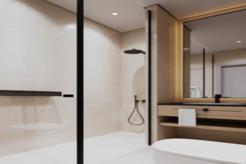 Stilvolle Wohnung mit einem Schlafzimmer und modernem Design