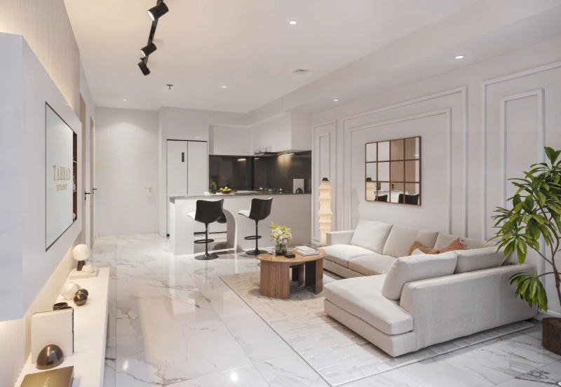 Modernes Design in 1-Zimmer Apartment am Stadtrand mit Balkon und Parkblick