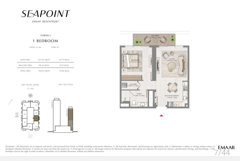 Luxuriöses und elegantes Wohnen am Strand - 1-Schlafzimmer-Apartment