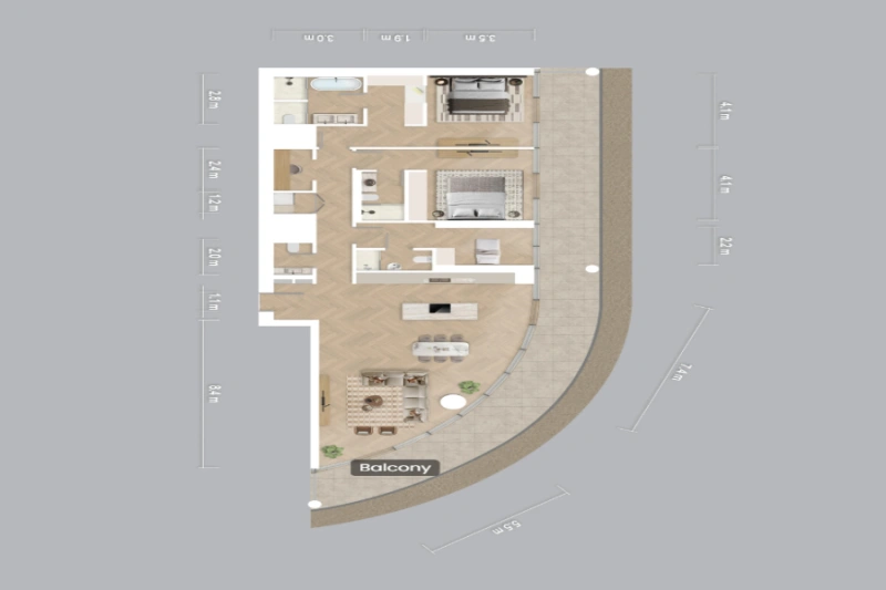 Stilvolles 2-Schlafzimmer-Apt/Ankleideraum, Arbeitszimmer & modernes Design