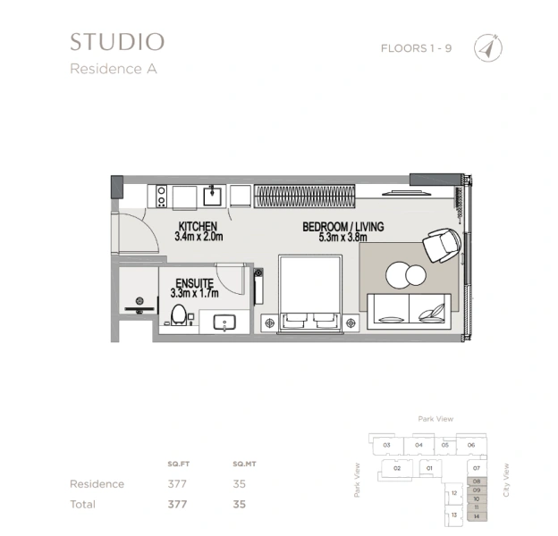 Modernes Studio-Apartment: Voll möbliert & mit integrierten Küchengeräten!