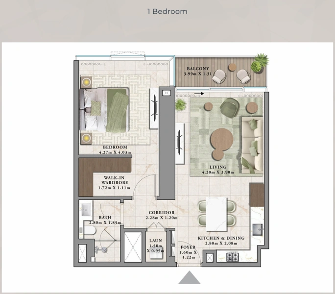 Stilvolle 1-Zimmer-Wohnung mit modernem Design