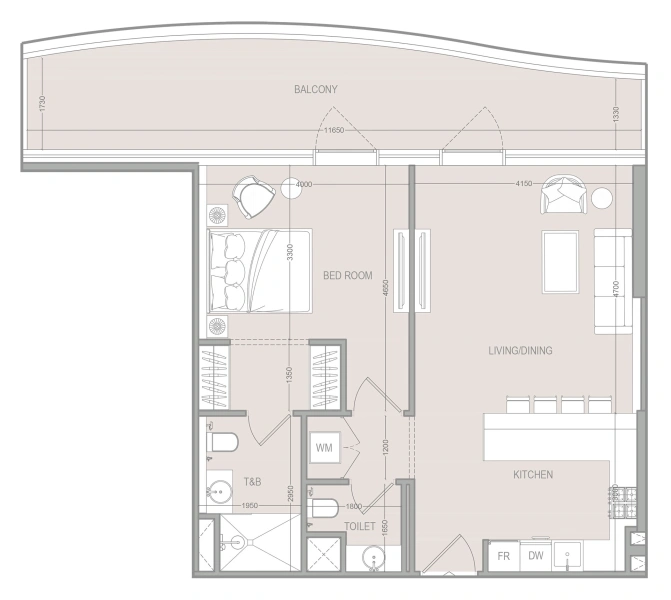 1-Bedroom Apartment in "A1LA RESIDENCE"