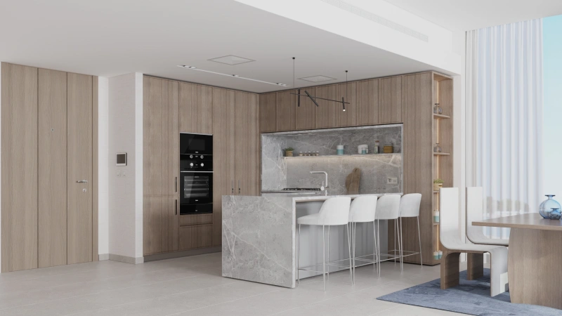 Lichtdurchflutete 1-Zimmer-Wohnung mit atemberaubendem Ausblick und hochwertigen Porzellanfliesen