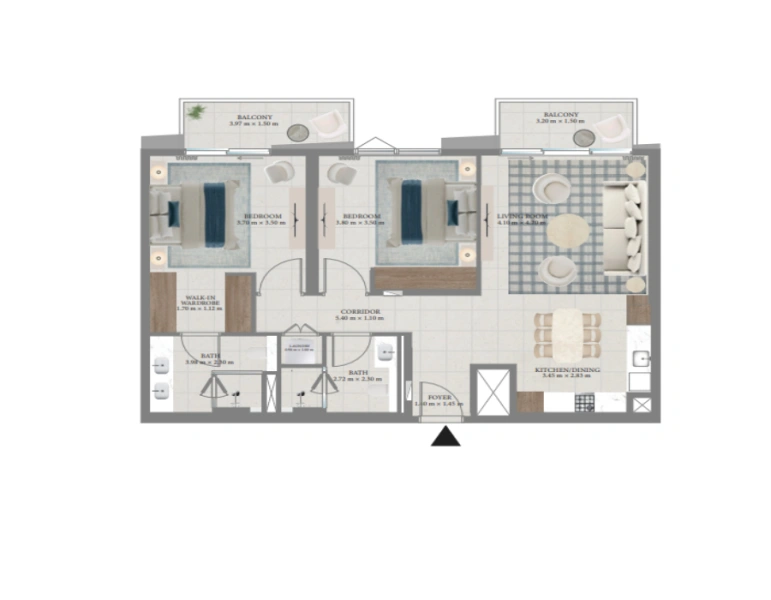 Stilvolle Zwei-Zimmer-Wohnung mit modernem Design