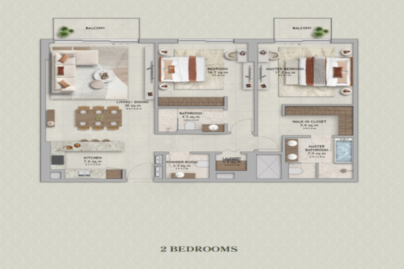 Appartement mit zwei Schlafzimmern