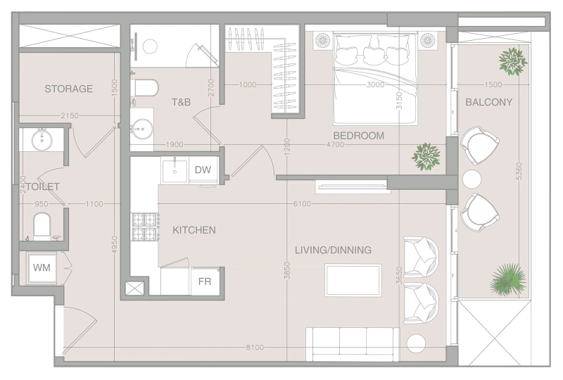 1.5-Bedroom Apartment in "1WOOD RESIDENCE 2"