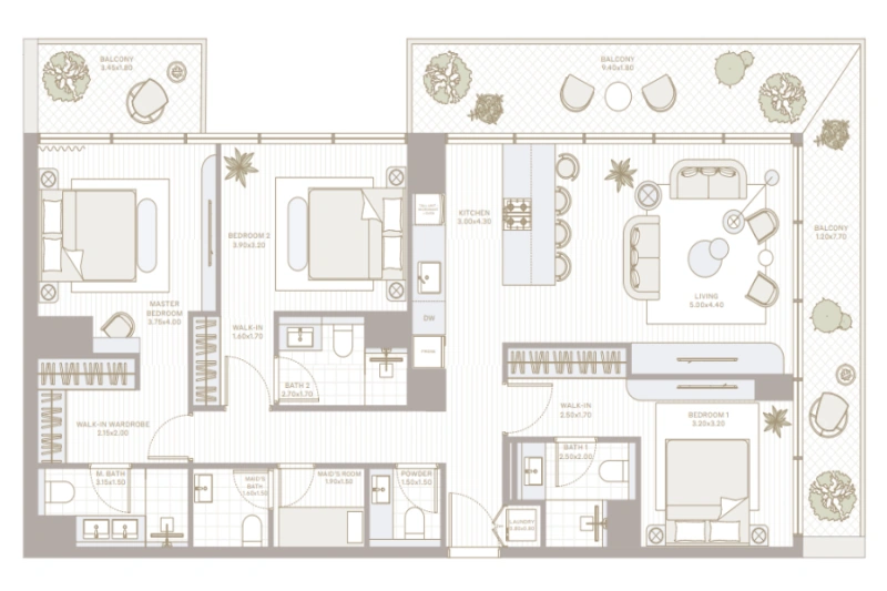Atemberaubendes Einfamilien-Apartment mit Dienstmädchenzimmer, Pool und Panoramablick