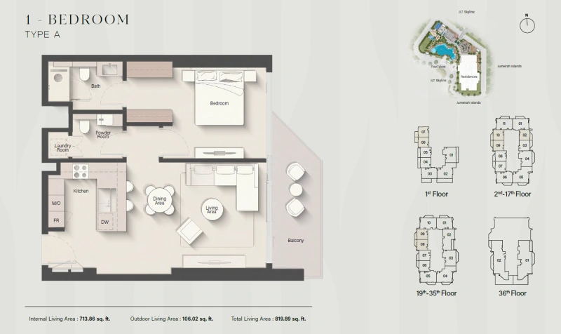 Luxuriöses Apartment mit 1 Schlafzimmer und großartigen Annehmlichkeiten