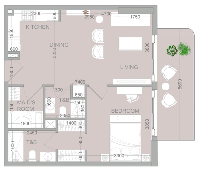 1.5-Bedroom Apartment in "TETR1S TOWER"