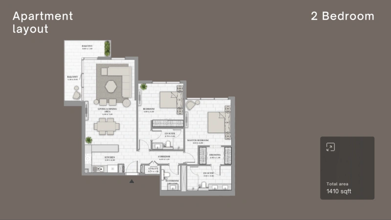 Moderne Luxuswohnung mit 2 Schlafzimmern - komplett möbliert!