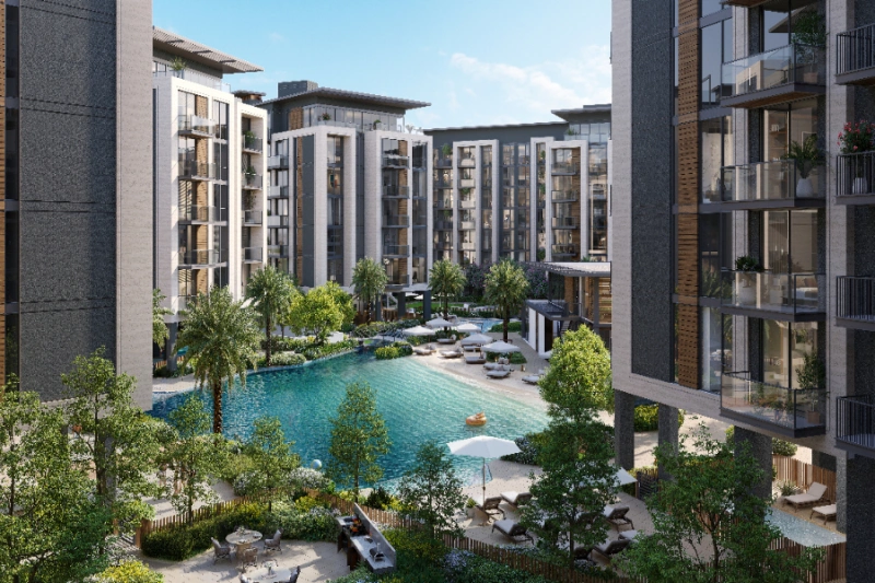 Atemberaubende Zwei-Zimmer-Wohnung mit Pool und Panoramablick