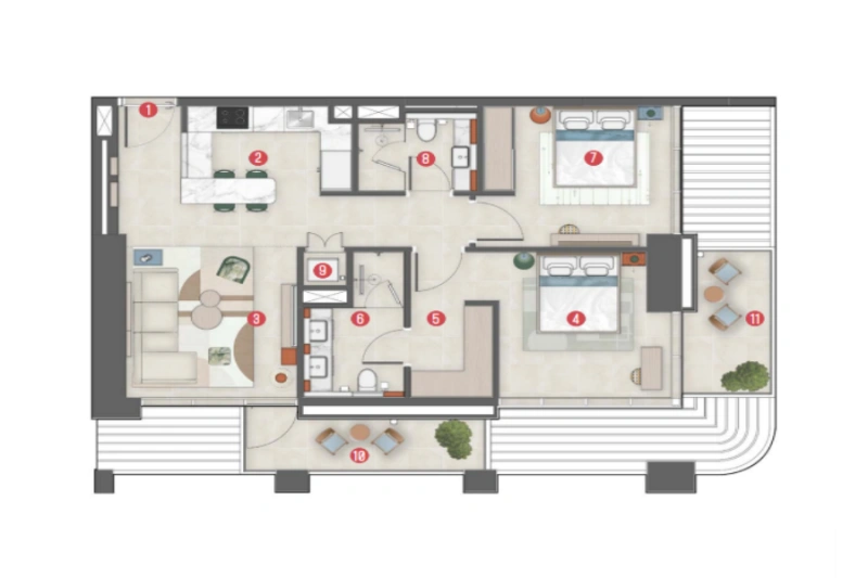 Modernes Studentenapartment mit Pool und Panoramablick in bester Lage