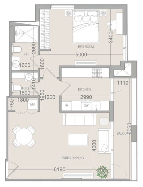 1-Bedroom Apartment in "EVERGR1N HOUSE 4"