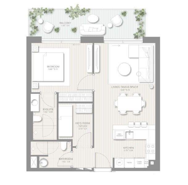 Moderne 1-Zimmer Wohnung mit Arbeitszimmer - stilvoll gestaltet