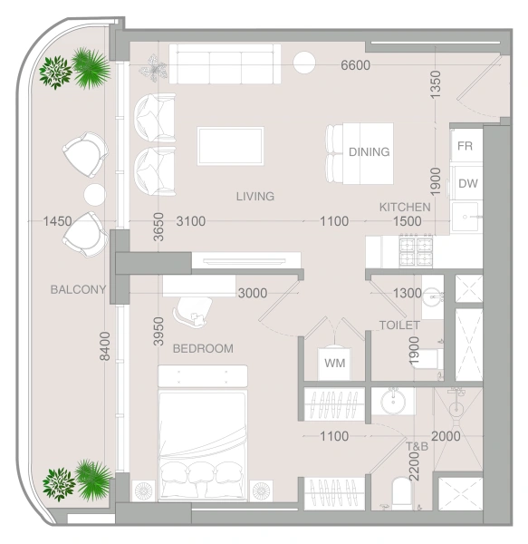 1-Schlafzimmer-Wohnung in "ALTA V1EW SKYHOMES"