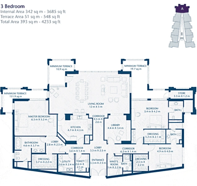 Luxuriöses 3-Zimmer-Apartment mit Blick auf Atlantis und Royal Atlantis