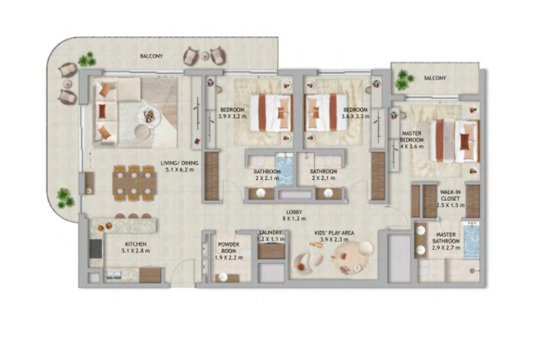 Wohnen im Resort-Stil mit 3 Schlafzimmern: Luxuriöse Apartment-Oase!