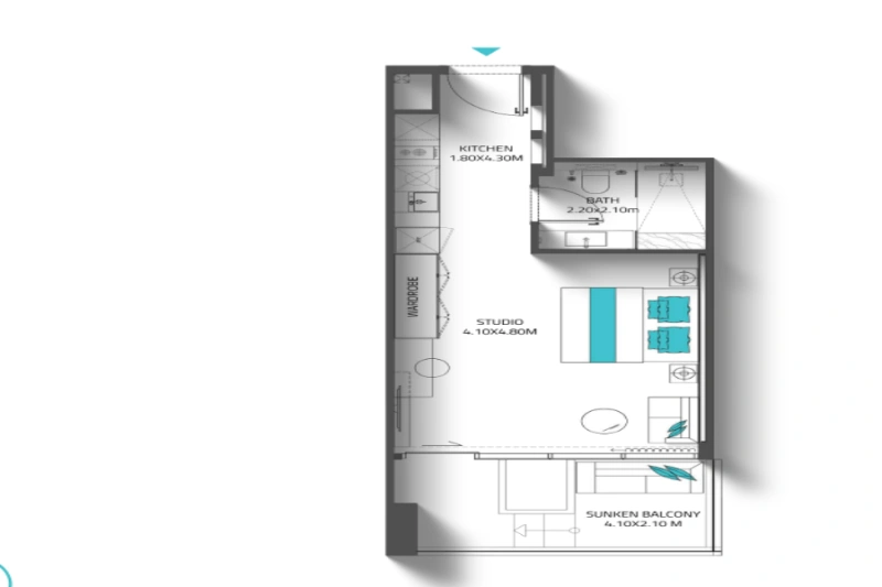 Schickes Studio-Apartment mit modernem Design