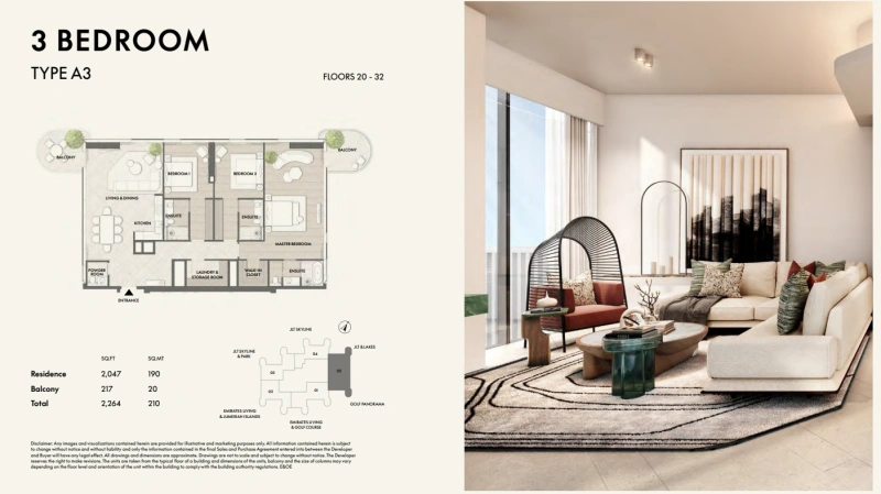 Luxuriöses Apartment mit 3 Schlafzimmern in atemberaubender Wohnanlage