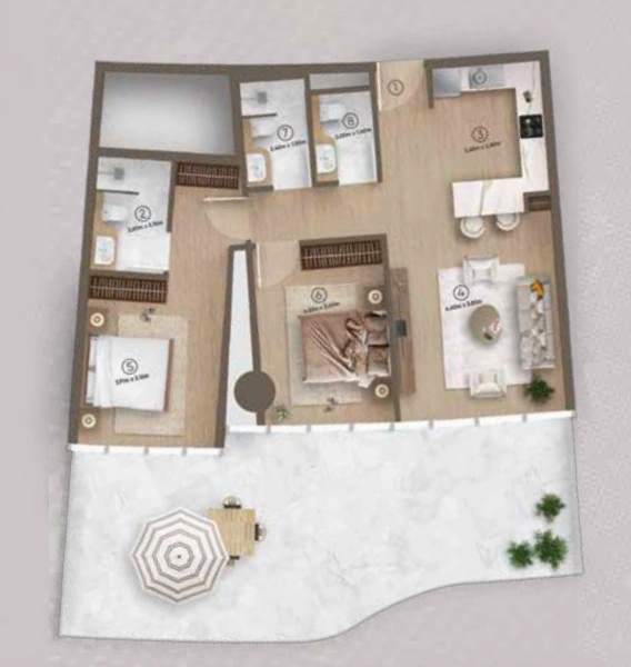 Luxuriöses Apartment mit 2 Schlafzimmern in ikonischer Lage