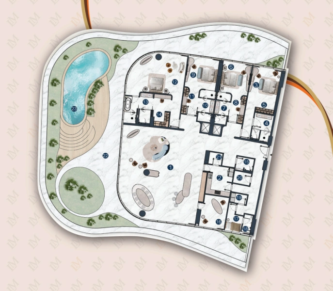 Luxuriöses Mehrfamilienhaus mit Pool und Panoramablick