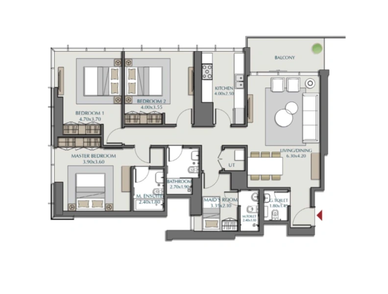 Spacious 3Bedroom Apartment with Maids Room - Modern Amenities