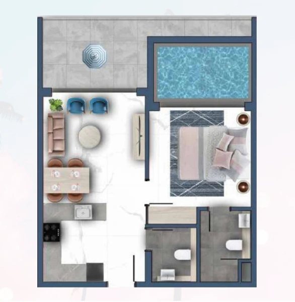 Wohnen wie im Hotel in einem luxuriösen 1-Schlafzimmer-Apartment