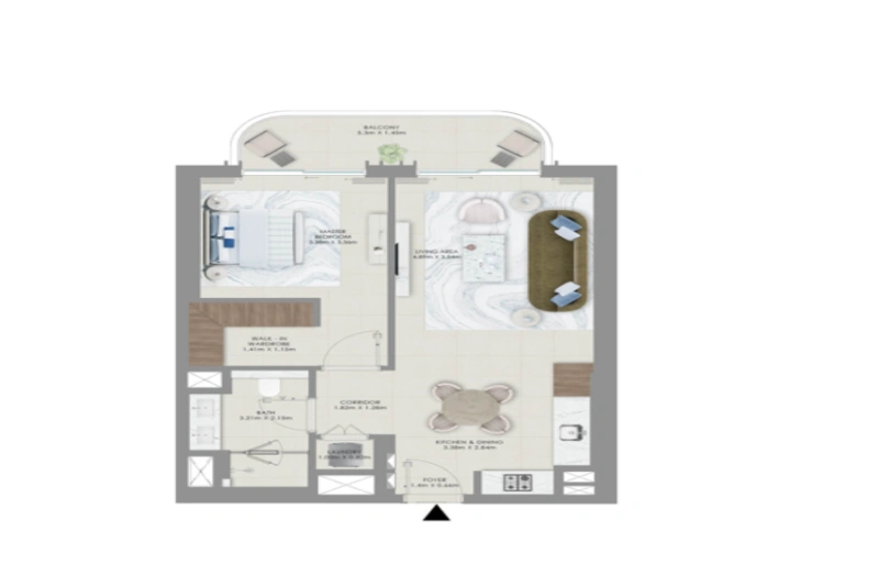 Atemberaubende Ein-Zimmer-Wohnung mit modernem Design