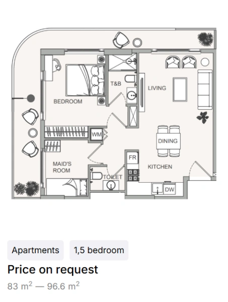 Hochwertige 1-Zimmer-Wohnung mit Zimmer für Haushälterin - Ausgestattete Küche - Moderne Ausstattung