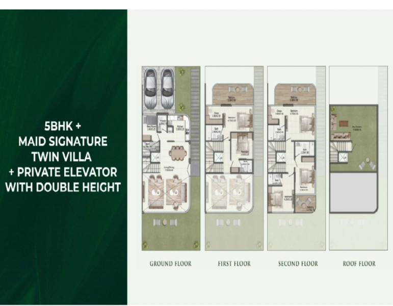 Geräumige Fünf-Schlafzimmer-Doppelvilla mit Dienstmädchenzimmer auf großem Grundstück | Modernes Design Highlights