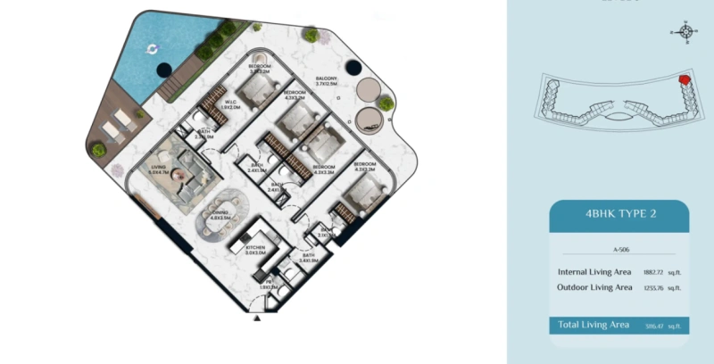 Exklusive 4-Zimmer-Luxuswohnung mit privatem Pool und atemberaubendem Meerblick