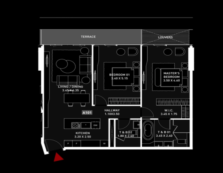 Stilvolle Zwei-Zimmer-Wohnung mit modernem Design