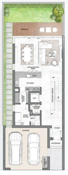 Modernes 3-Zimmer-Reihenendhaus mit Marmor-Treppe