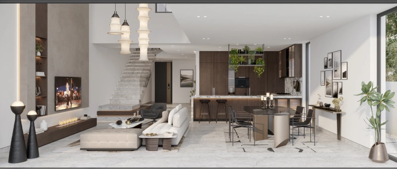 Modernes 3-Zimmer-Reihenendhaus mit Marmor-Treppe