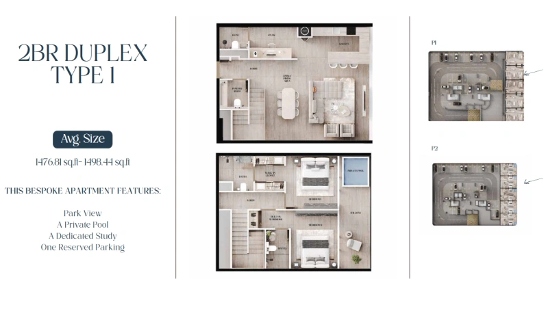 Luxuriöse 2-Zimmer Duplex-Wohnung mit Balkon und privatem Pool!