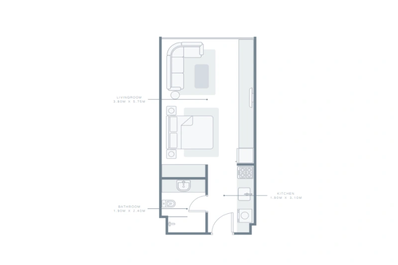 Modernes Studio mit Pool und Panoramablick