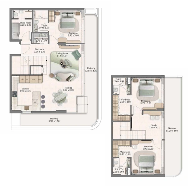 Exklusives 3-Zimmer-Penthouse mit Zimmer für das Personal im Island Beach Living-Stil