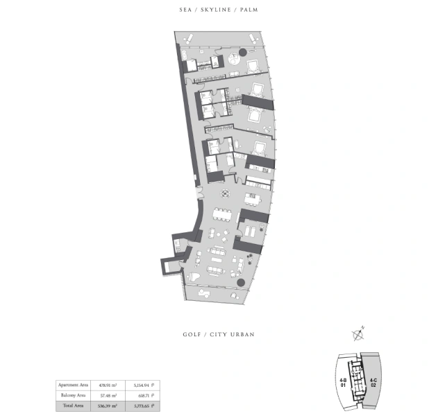 Luxuriöses Penthouse mit 4 Schlafzimmern auf halber Etage