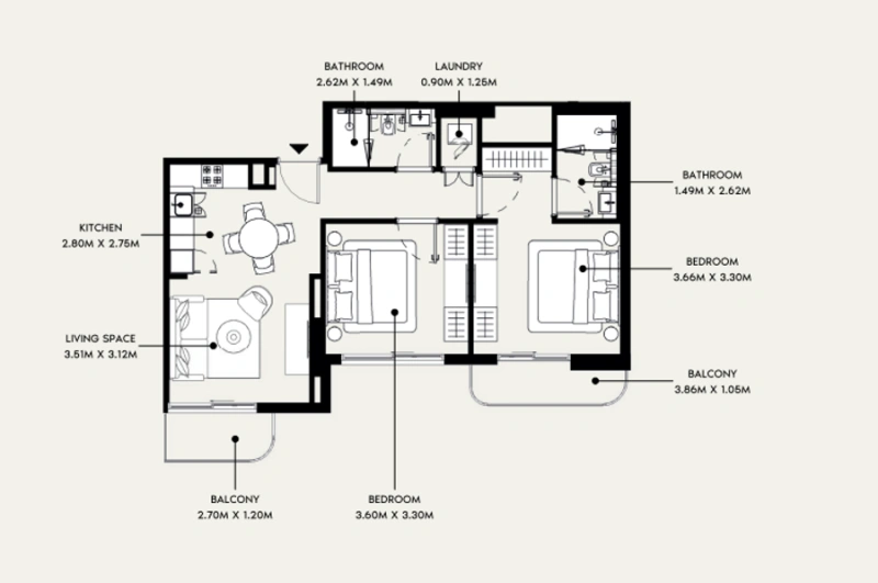 Geräumiges 2-Zimmer-Apartment mit riesigem Grundriss in Top-Lage!