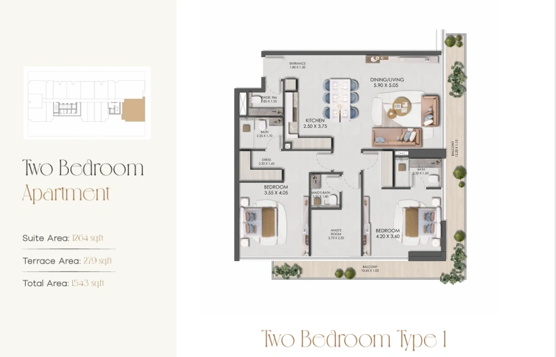 Geräumige 2-Zimmer-Wohnung mit Zimmer für Dienstboten in Toplage.