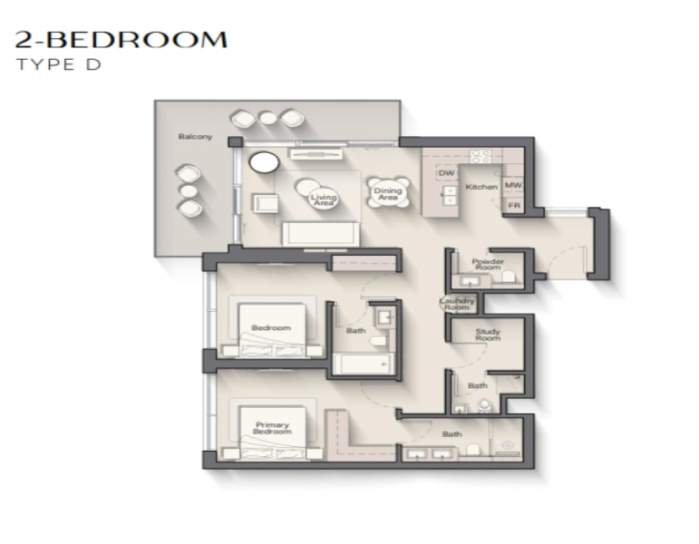 Luxuriöse Zwei-Zimmer-Wohnung mit modernem Design