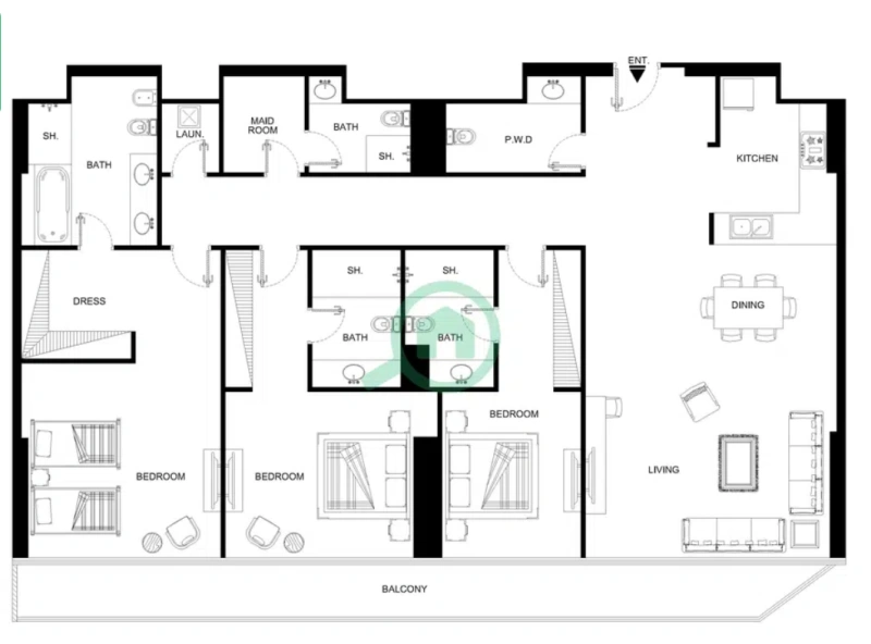 Luxuriöses 4-Zimmer Apartment mit spektakulärem Blick auf die Palme, Burj Al Arab und Jachthafen