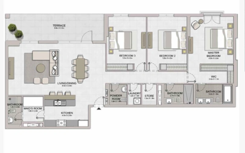 Lussuoso appartamento con 3 camere da letto e vista sul porto turistico e sul mare aperto
