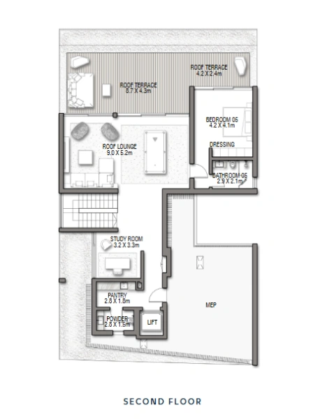 Luxuriöse Strandvilla mit 6 Schlafzimmern, riesiger Dachterrasse und großzügigem Wohnbereich.