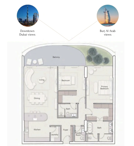 Exklusive 2-Zimmer Luxuswohnung mit Burj Khalifa Blick in bester Lage!