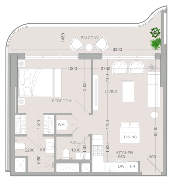 1-Schlafzimmer-Wohnung in "ALTA V1EW SKYHOMES"
