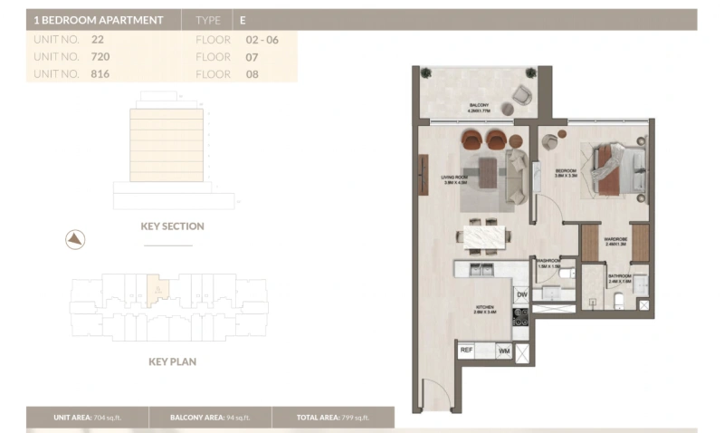 Moderne 1-Zimmer-Wohnung mit geräumigem Wohnbereich und Gästetoilette