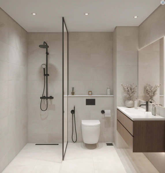 Moderne 1-Zimmer-Wohnung mit geräumigem Wohnbereich und Gästetoilette