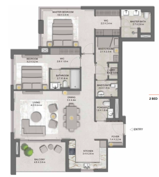 Traumhaftes Apartment mit 2 Schlafzimmern in Resort-Style-Anlage. Luxuriöses Wohnen garantiert!